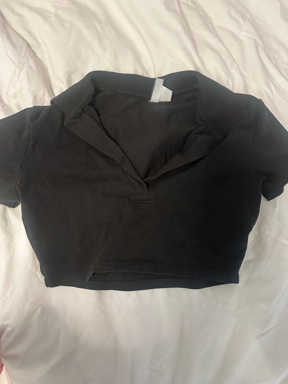 H&M Black Cropped Polo Tee
